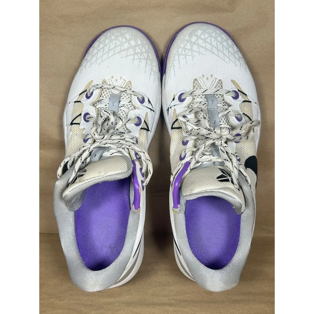Nike Kobe Venomenon 4 Men 9.5 White Purple Black Basketball Shoes 635578-100